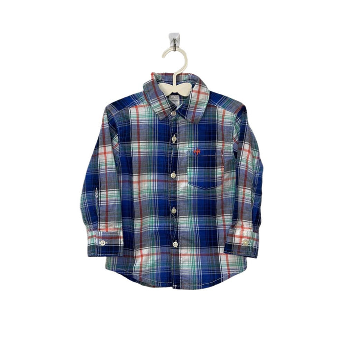 LS Collared Button-Down Plaid Shirt