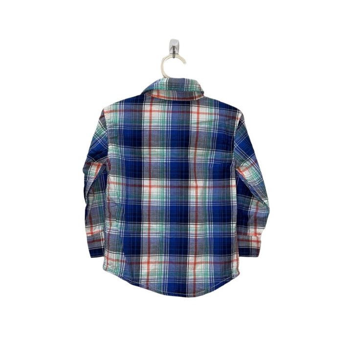 LS Collared Button-Down Plaid Shirt