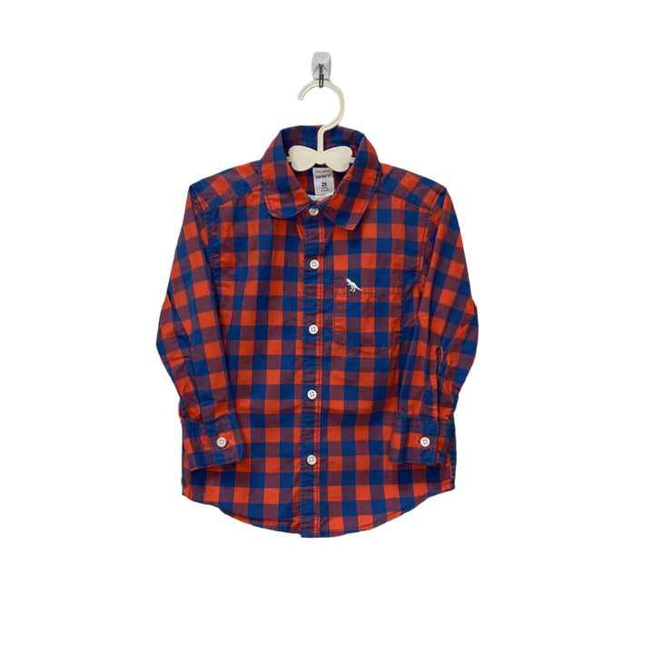 LS Collared Button-Down Checkered Shirt