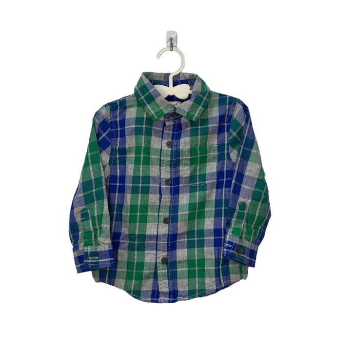 LS Collared Button-Down Plaid Shirt