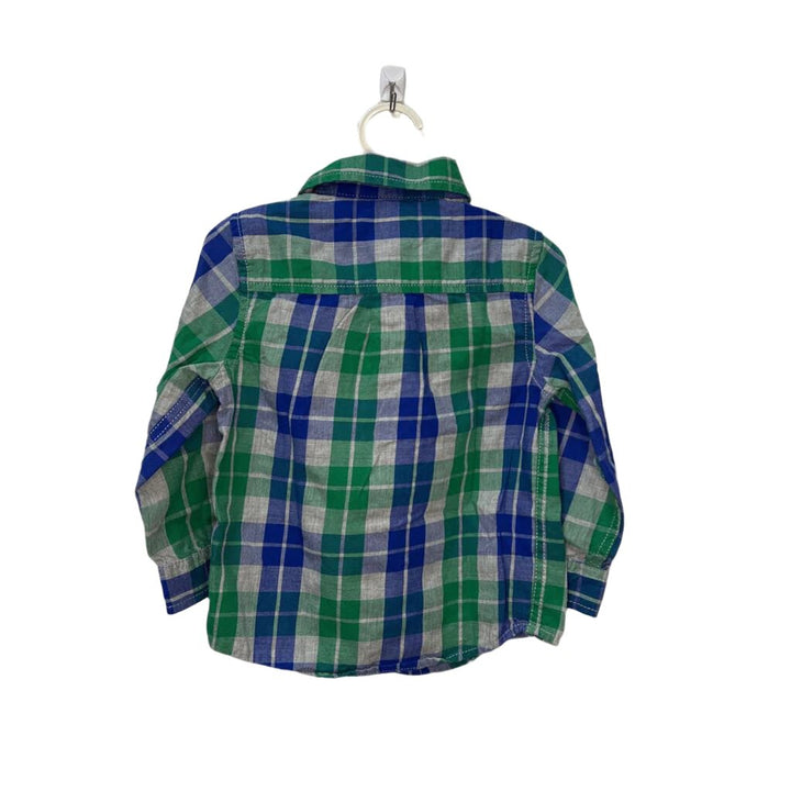 LS Collared Button-Down Plaid Shirt