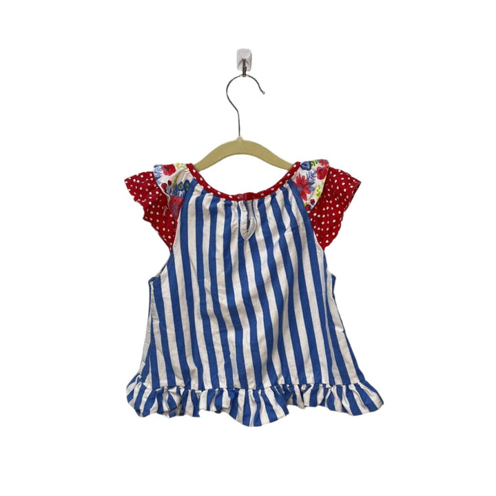 Ruffle SS Striped Shirt / Crab