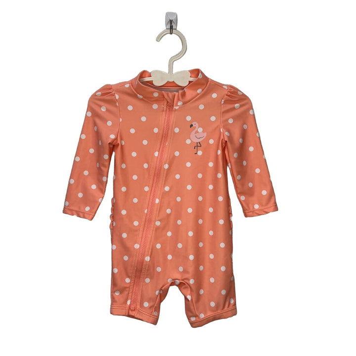 LS Zip-Up Polka Dot Swimsuit