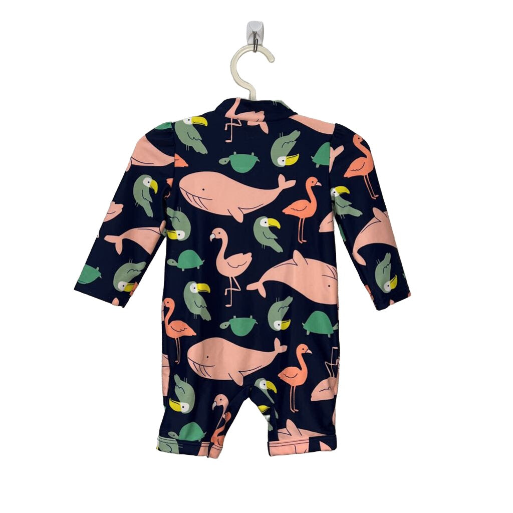 LS Zip-Up Flamingo Swimsuit