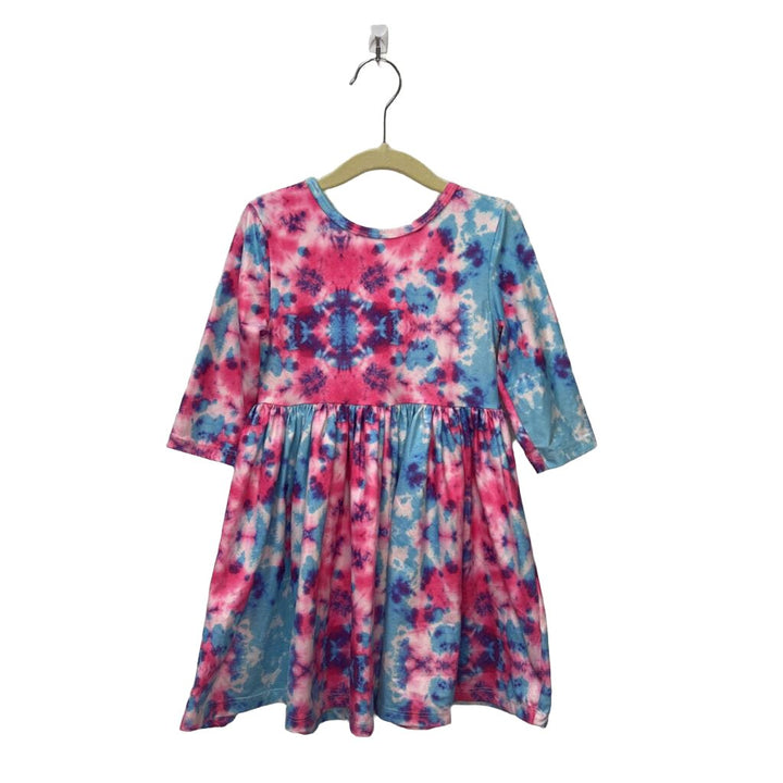 Mid-Sleeve Tie Dye Dress