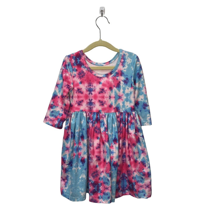 Mid-Sleeve Tie Dye Dress