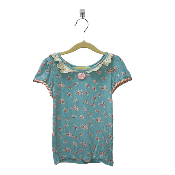 Cap Sleeve Cotton Shirt / Flowers