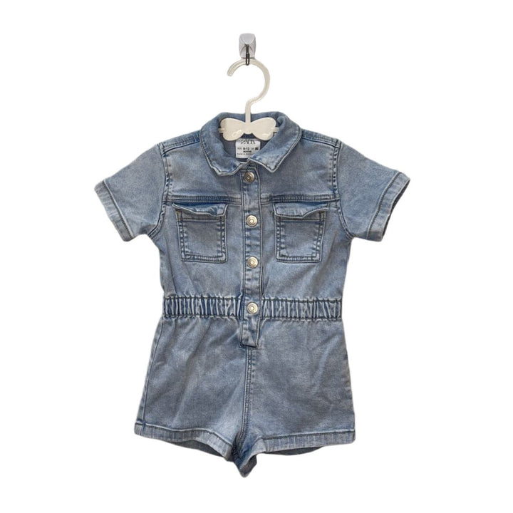 SS Collared Denim Romper