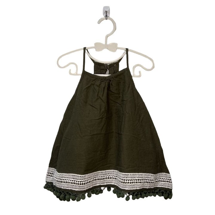 Spaghetti Strap Dress / Pom Fringe