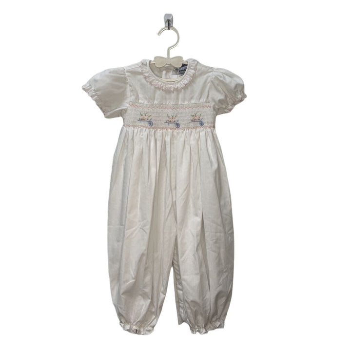 SS Ruffle Collar Smocked Romper / Flowers