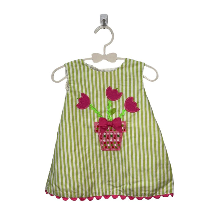 Sleeveless Striped Cotton Dress / Tulips