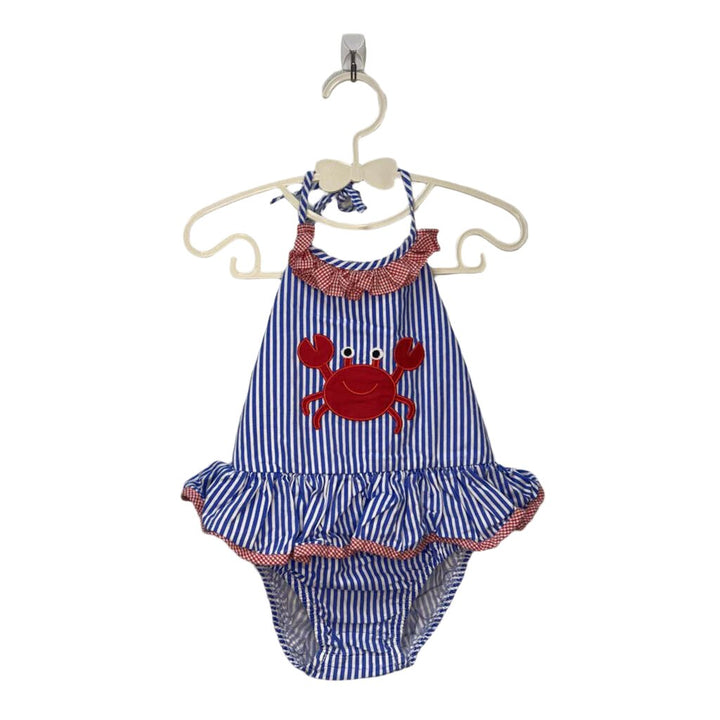 Tie Neck Striped Romper / Crab