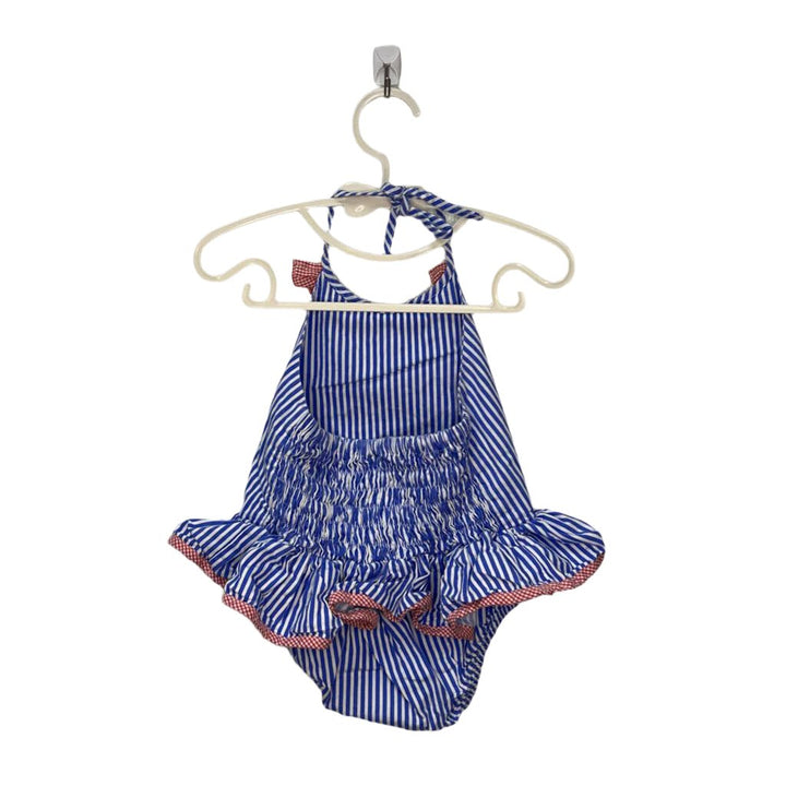 Tie Neck Striped Romper / Crab