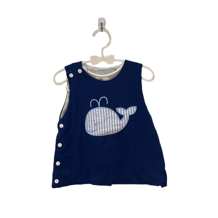 Sleeveless Striped Whale Cotton Dress