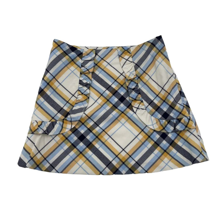 Ruffle Front Plaid Skirt