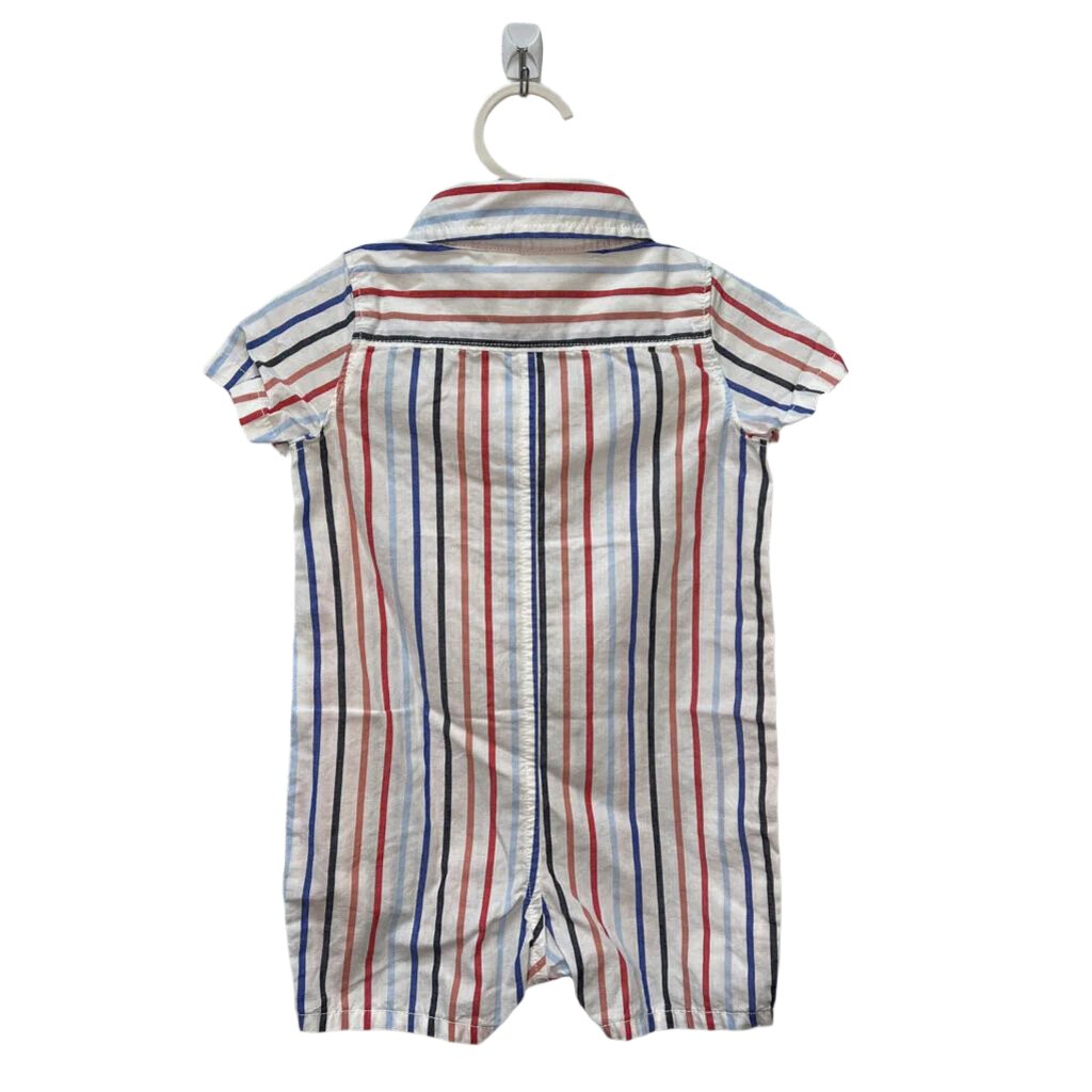 SS Striped Button Up Romper