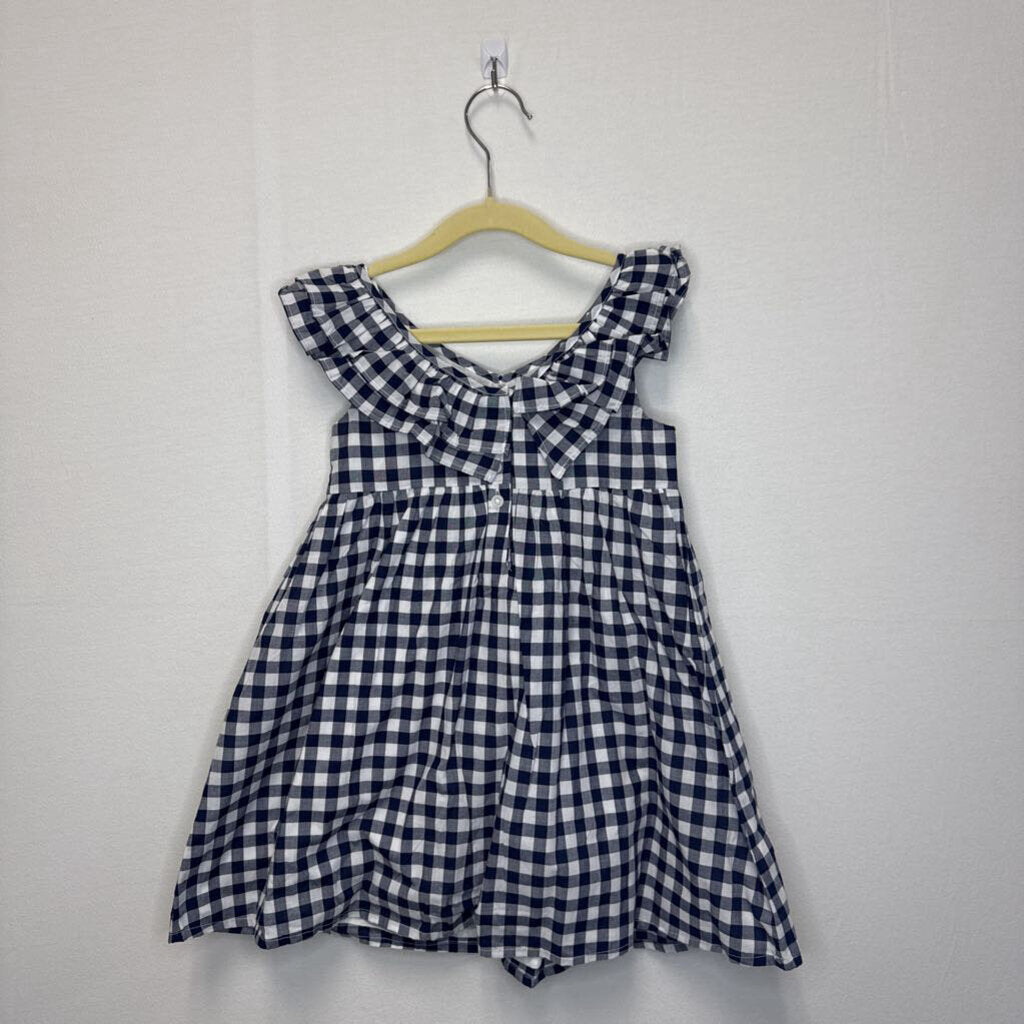 Checkered Ruffle Collar Dress