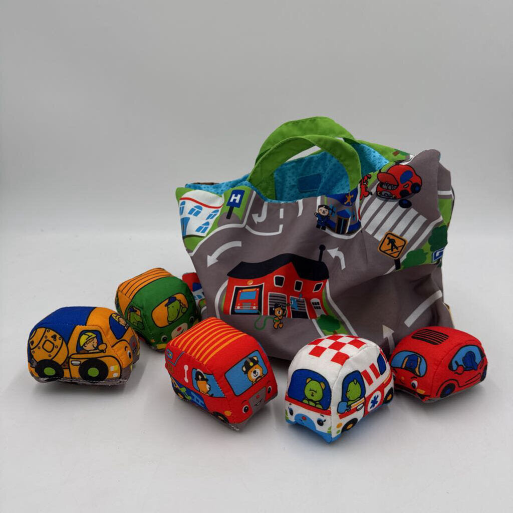 Soft Sensory Cars + Playmat/Storage Bag