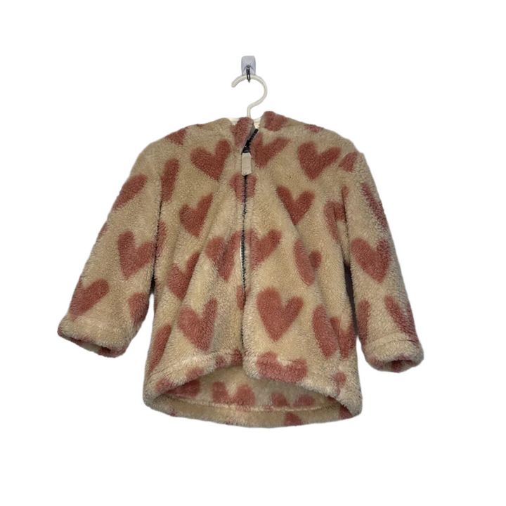 Hooded Fleece Zip Up Jacket / Hearts