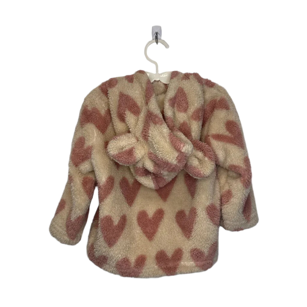 Hooded Fleece Zip Up Jacket / Hearts