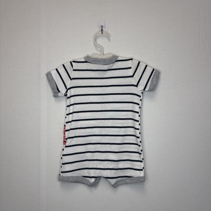 SS Striped Romper / Striped + Beep Beep!