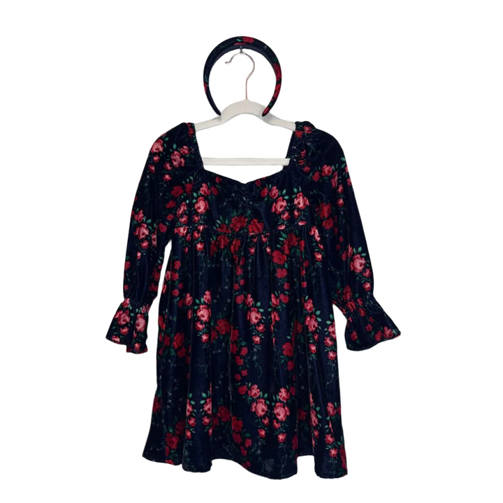 LS Velvet Empire Waist Dress + Headband