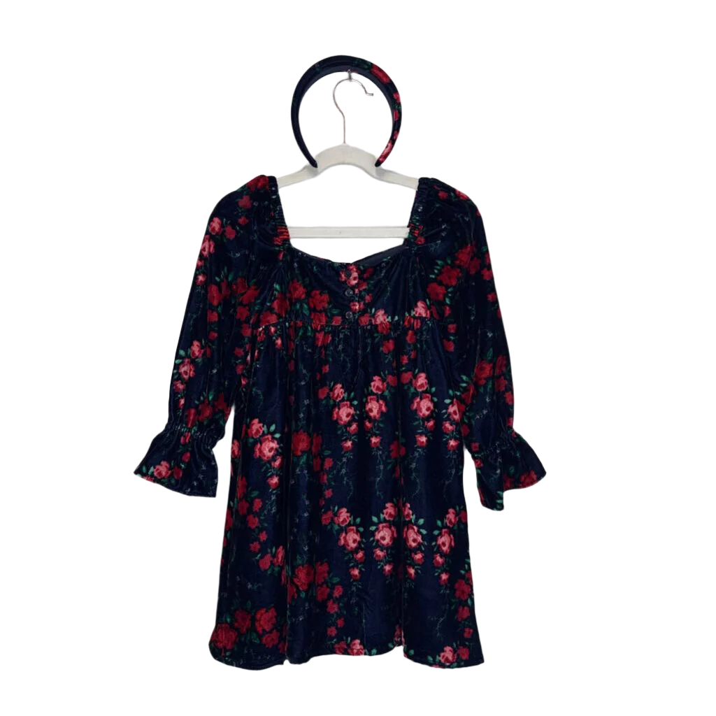 LS Velvet Empire Waist Dress + Headband