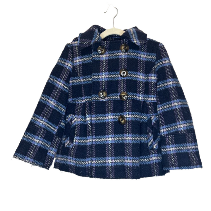 Hooded Plaid Pea Coat