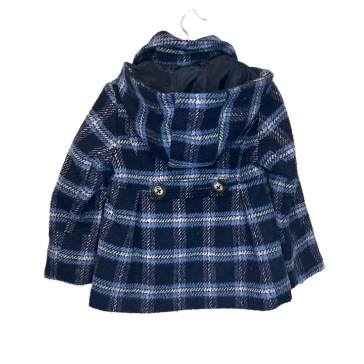 Hooded Plaid Pea Coat