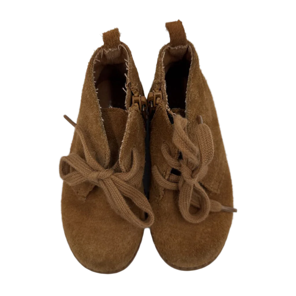Zip + Lace Up Suede Shoes
