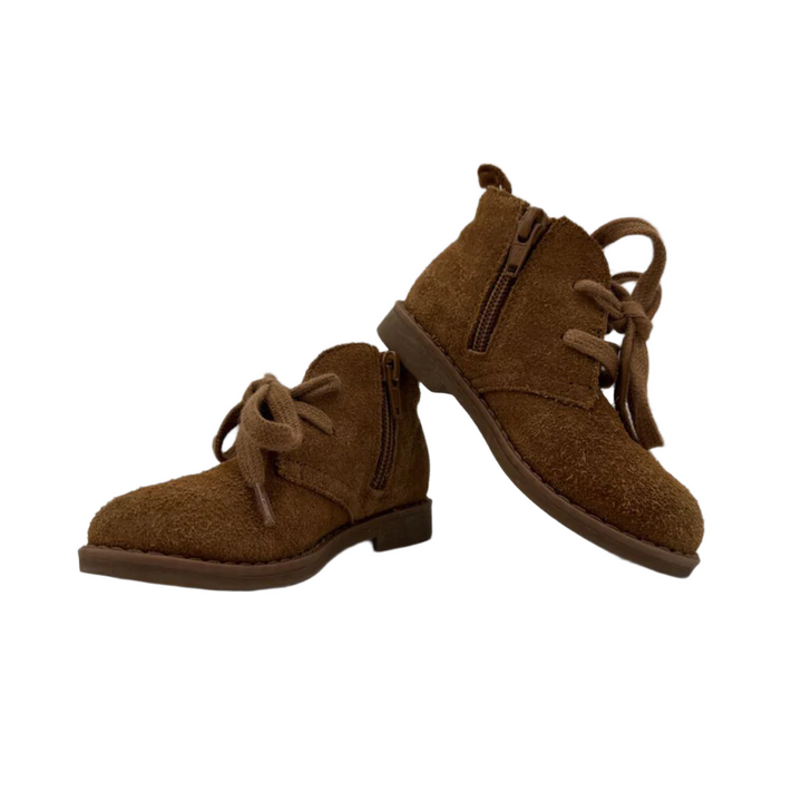 Zip + Lace Up Suede Shoes
