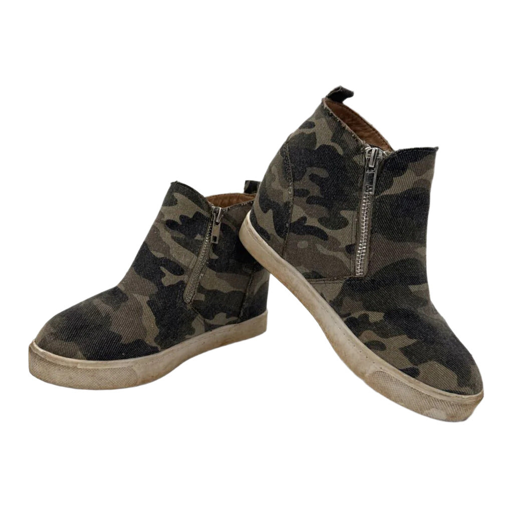 High Top Camo Wedge Tennis Shoes