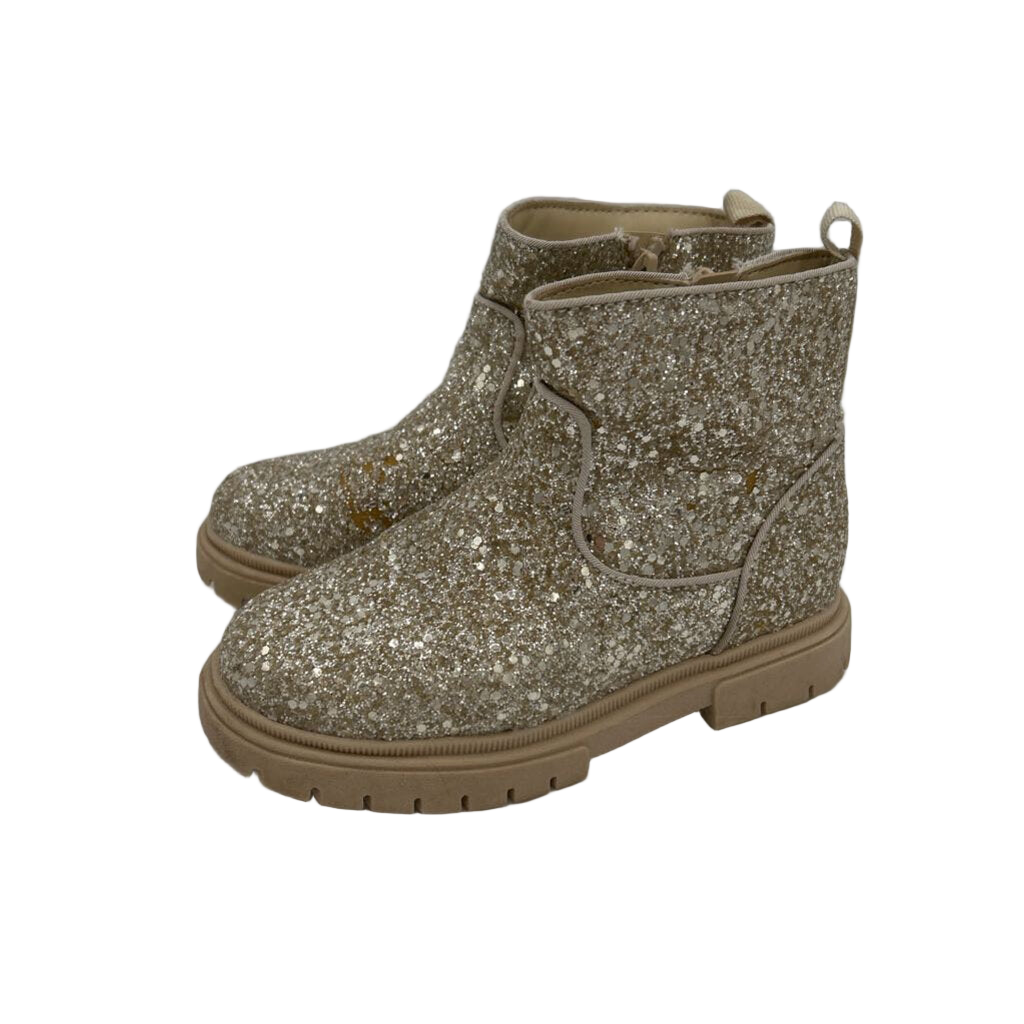 Zip Up Glittery Ankle Boots