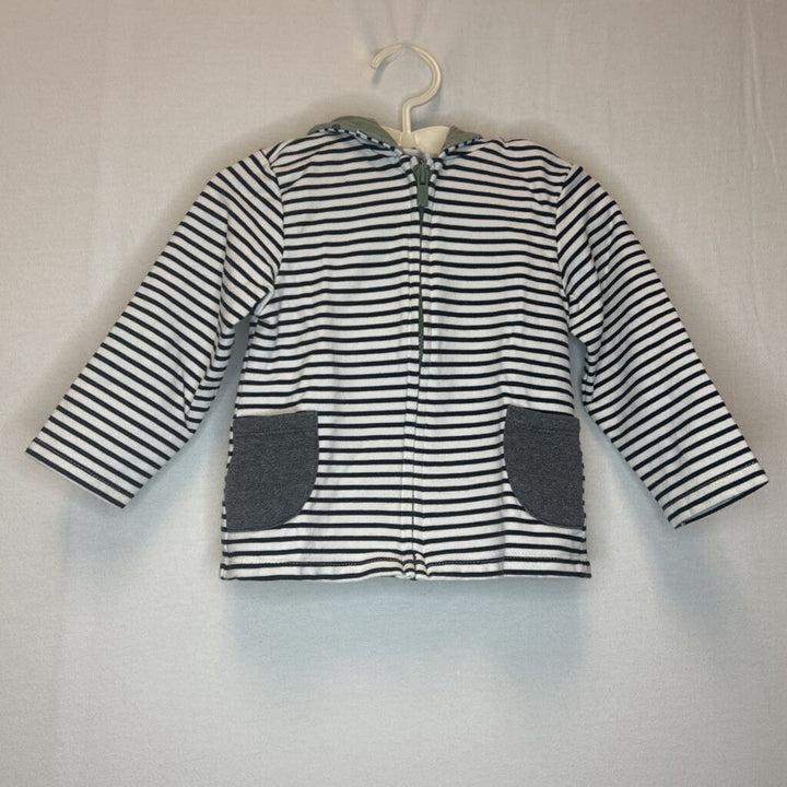 Zip Up Hooded Striped Sweater