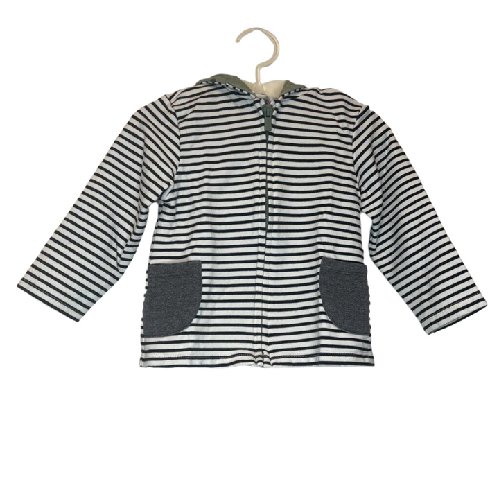 Zip Up Hooded Striped Sweater