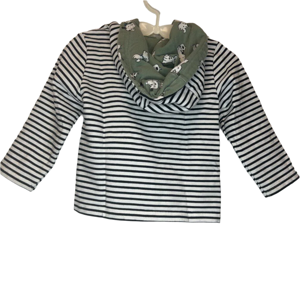 Zip Up Hooded Striped Sweater