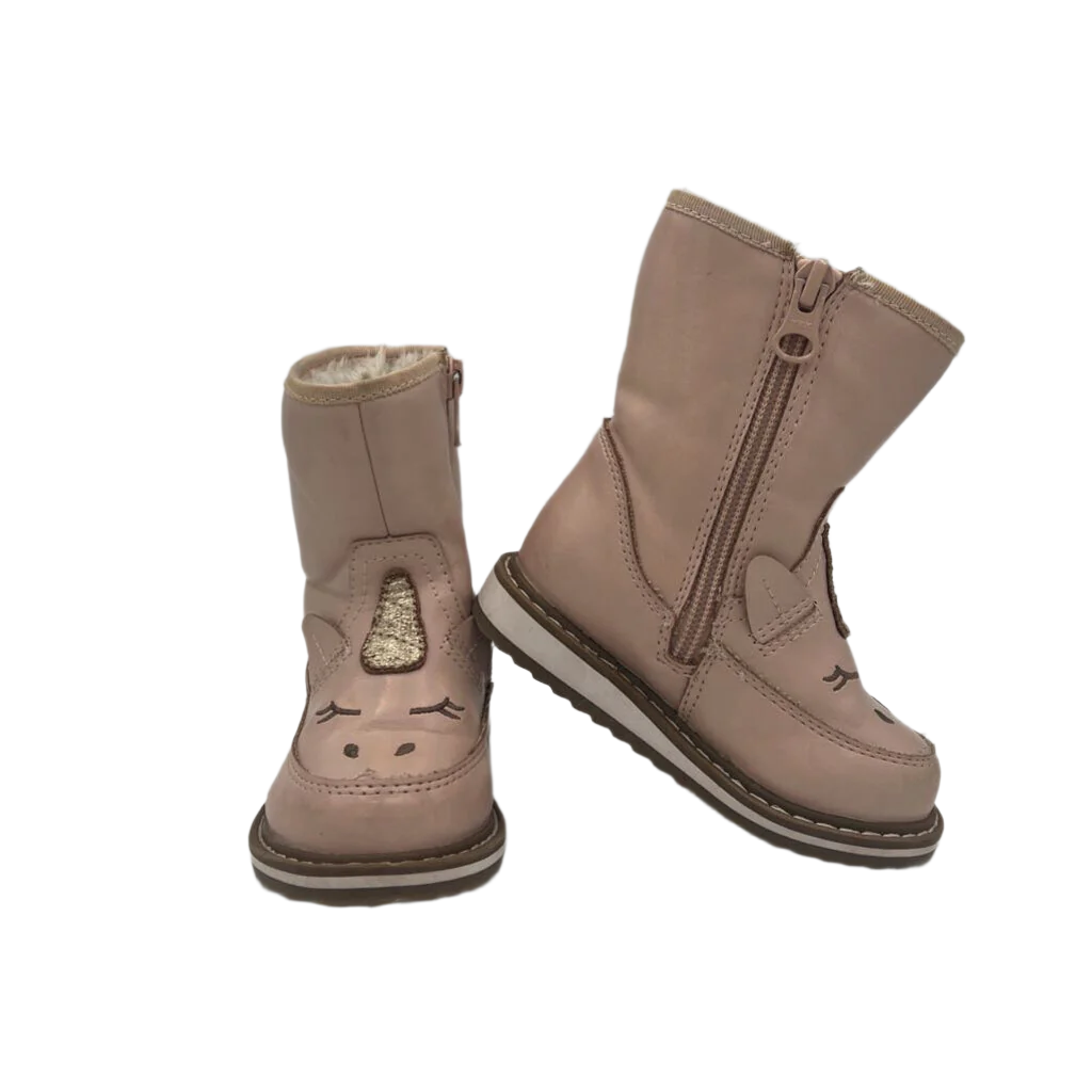 Zip Up Fleece Lined Boots / Unicorn