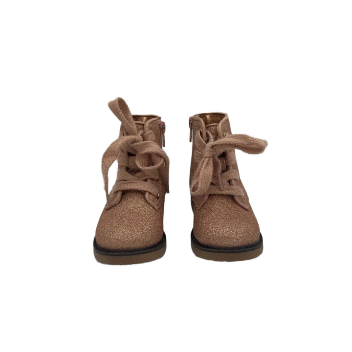 Zip Up + Lace Up Glittery High Tops Boots