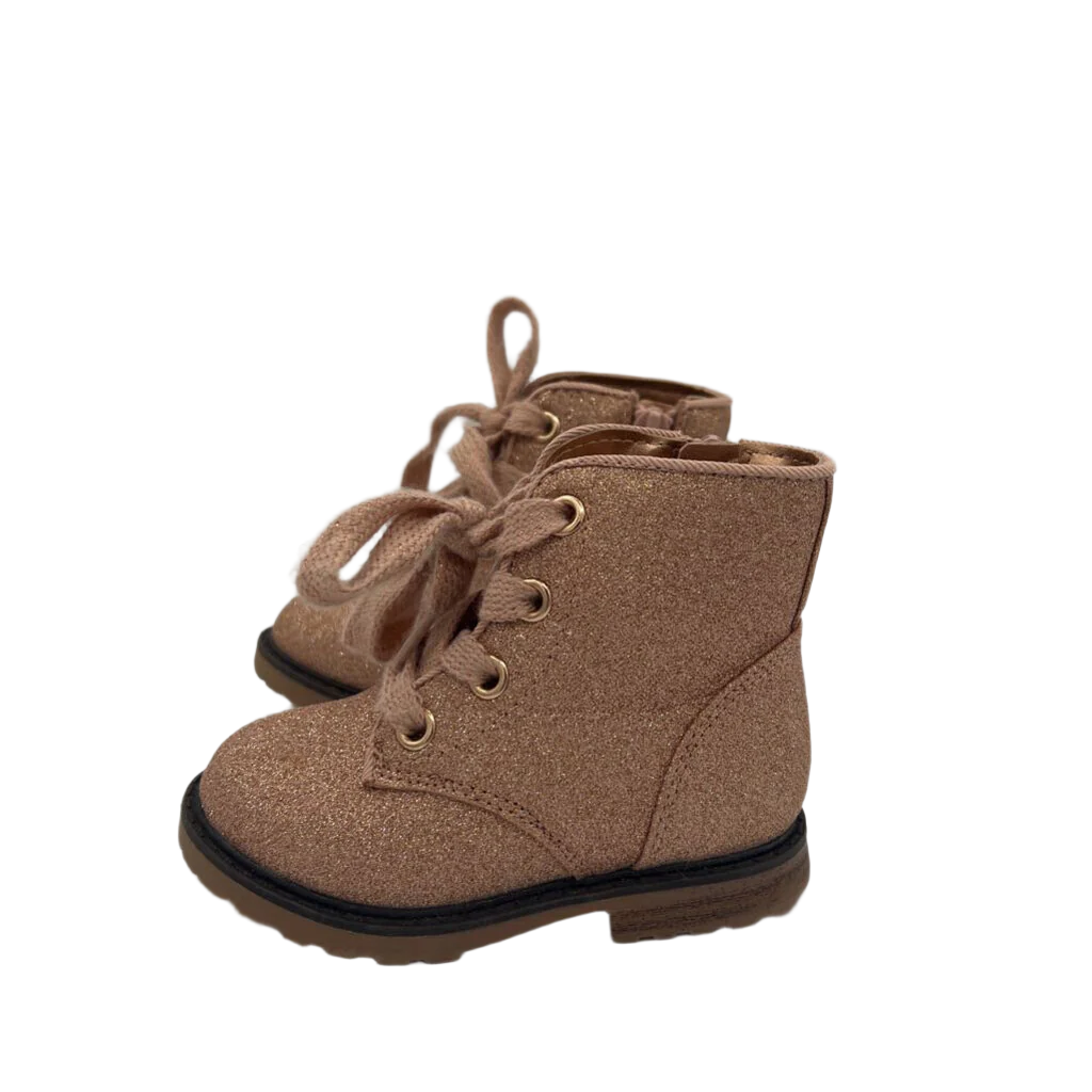 Zip Up + Lace Up Glittery High Tops Boots