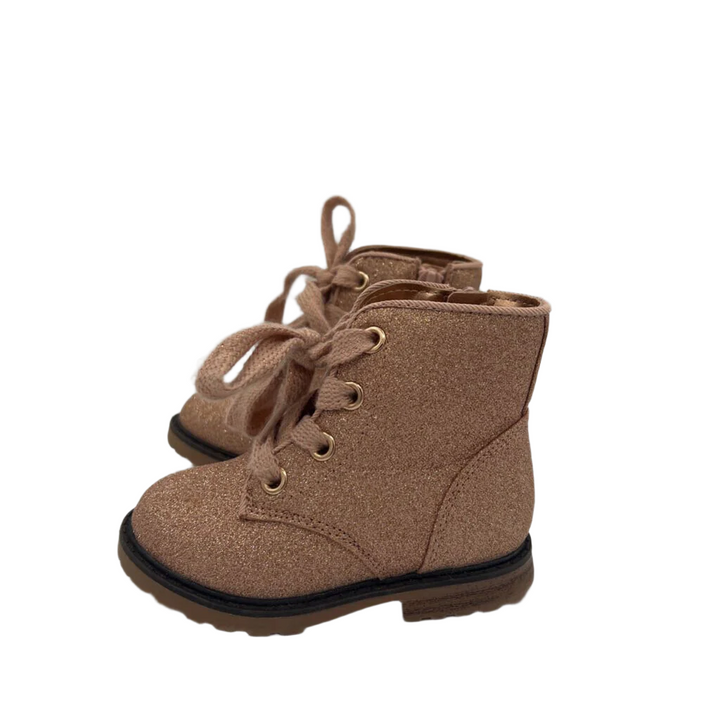 Zip Up + Lace Up Glittery High Tops Boots