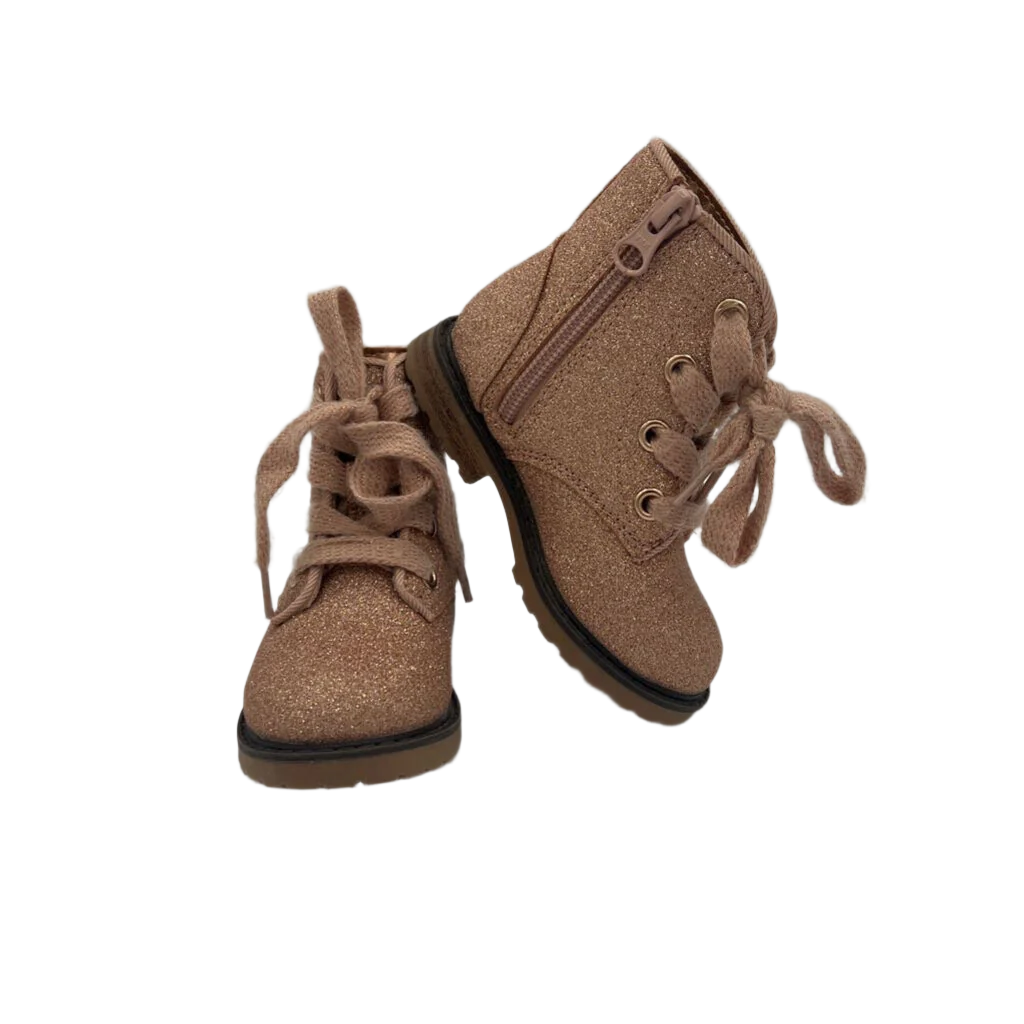 Zip Up + Lace Up Glittery High Tops Boots