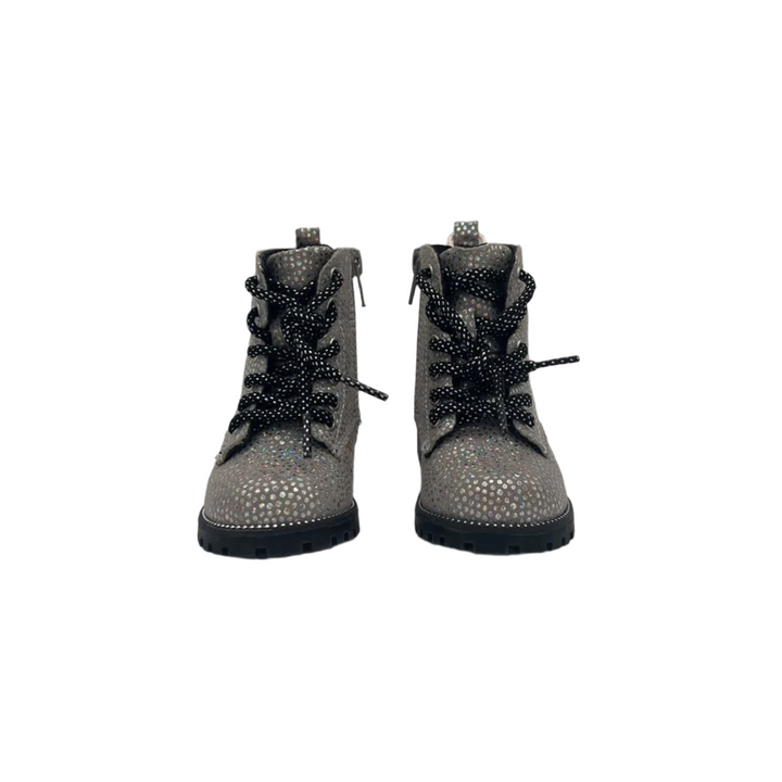 Zip + Lace Up Boots / Glittery