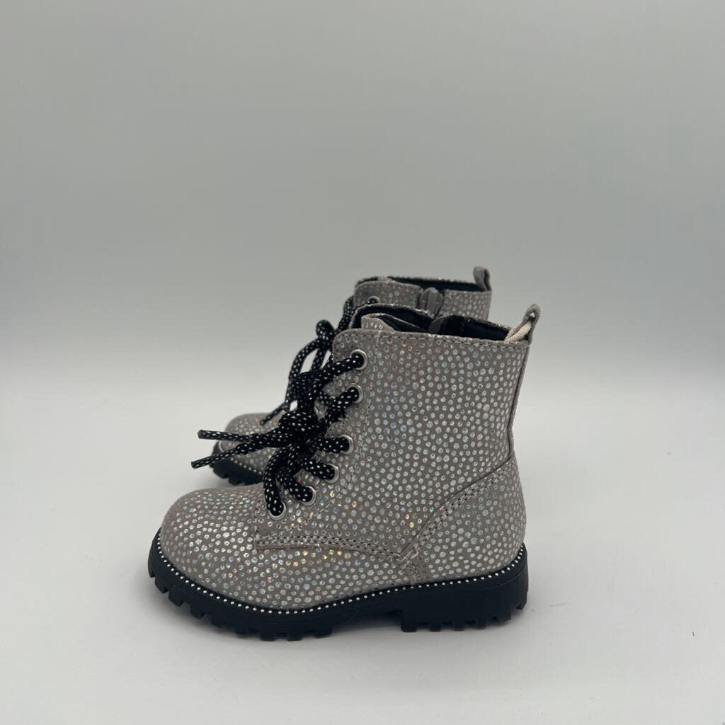 Zip + Lace Up Boots / Glittery