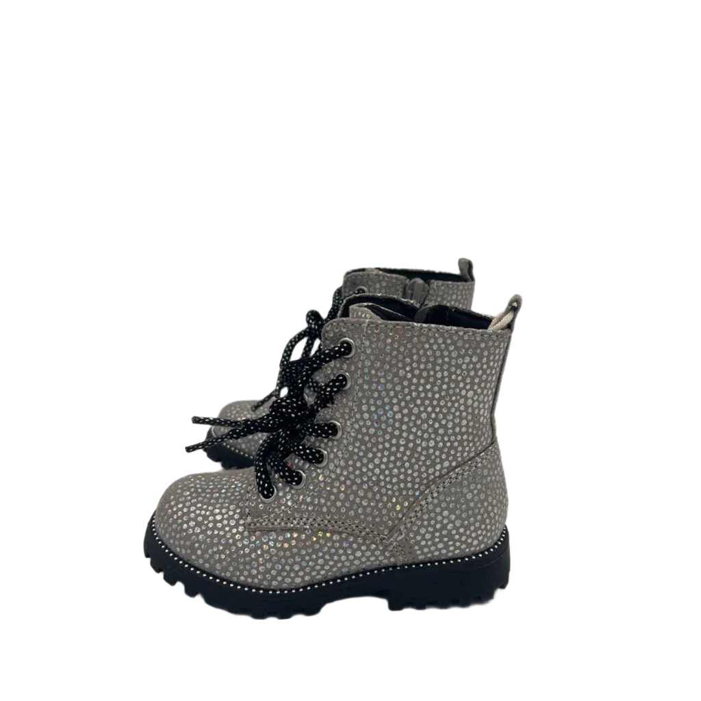 Zip + Lace Up Boots / Glittery