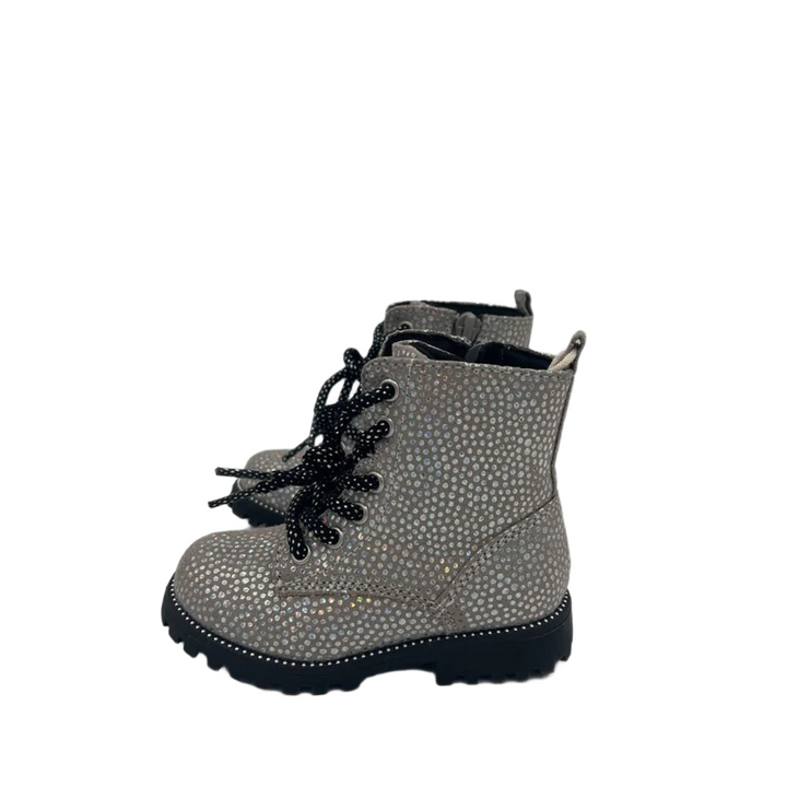 Zip + Lace Up Boots / Glittery