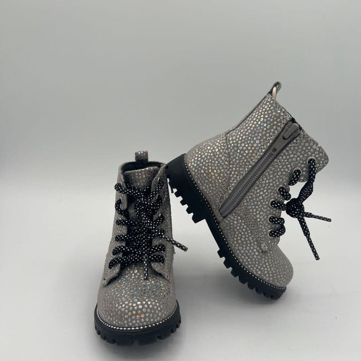 Zip + Lace Up Boots / Glittery