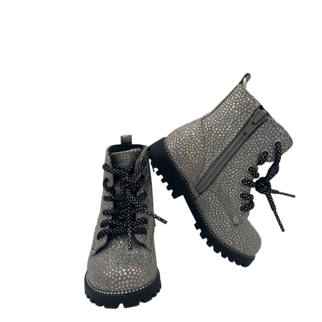 Zip + Lace Up Boots / Glittery