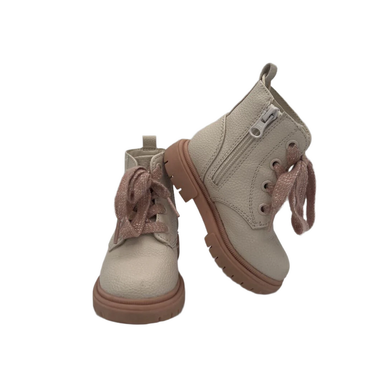 Zip + Lace Up Boots / Glittery
