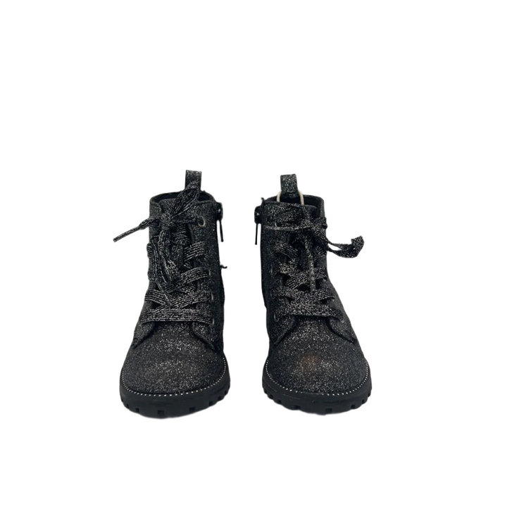 Zip + Lace Up Boots / Glittery
