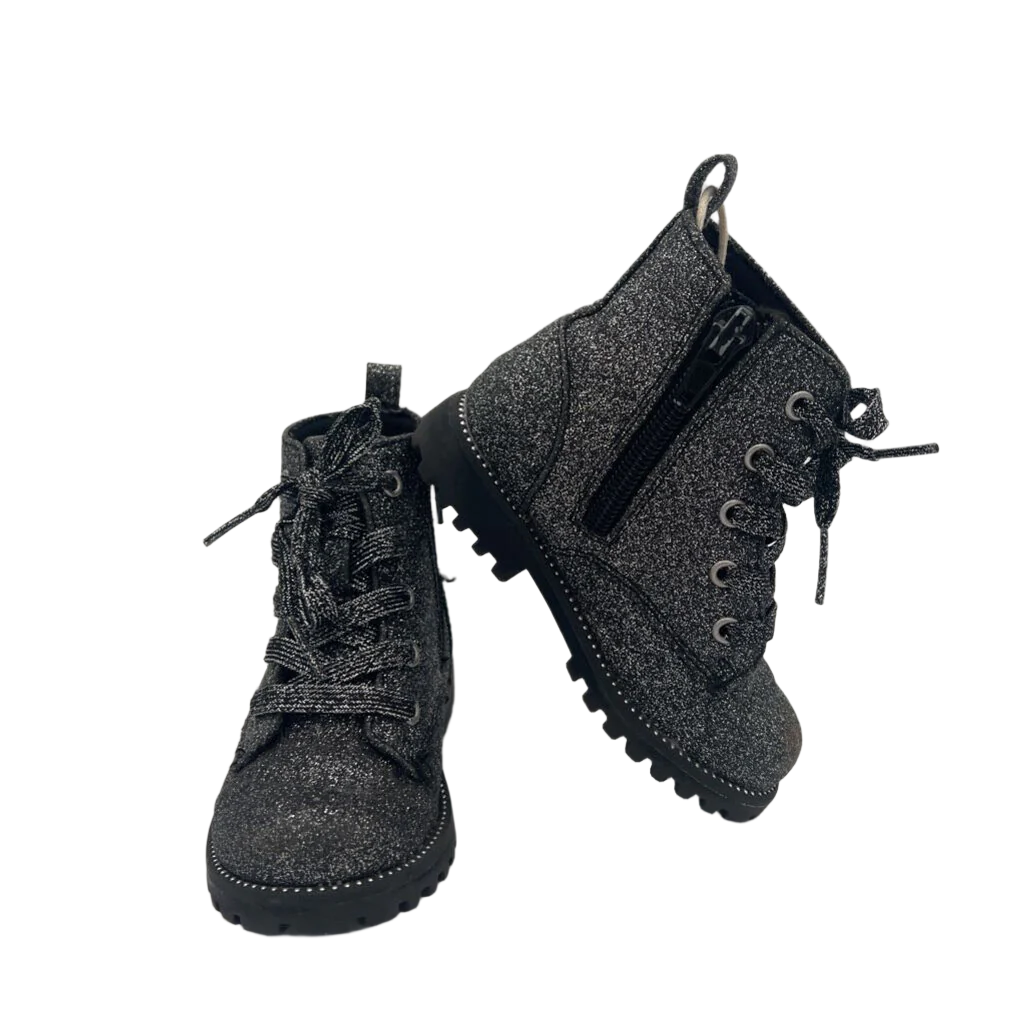 Zip + Lace Up Boots / Glittery